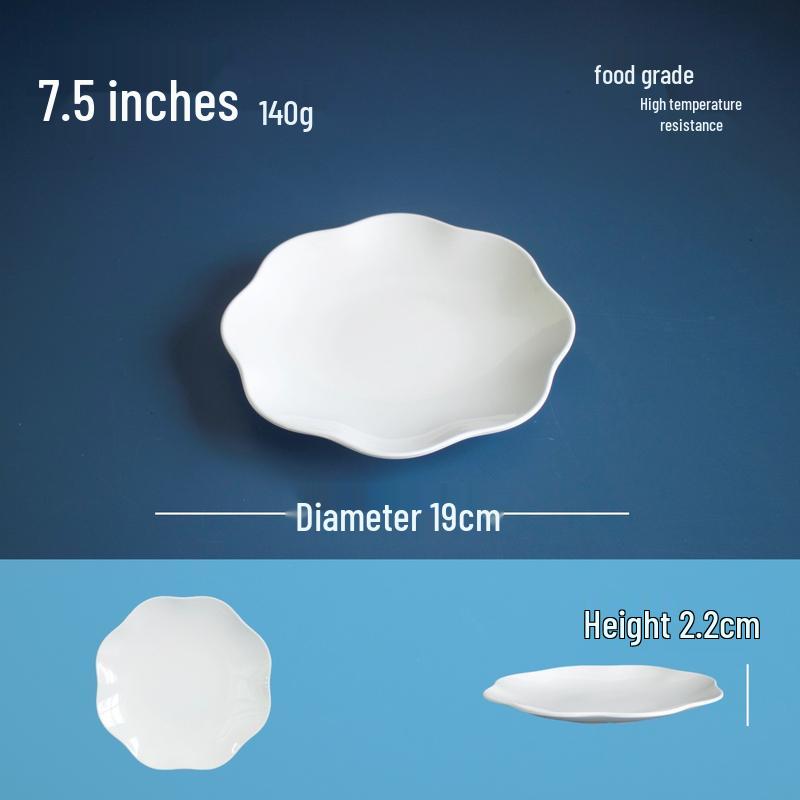 A5 White 7.5-inch Melamine Lace Edge Dinner Plate