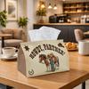1pc Vintage Western Horse Tissue Box Cover "HOWDY, PARTNER!"& Rustic Mood Elegant Fabric Decorative Box with Clean Lines, Washable& Spill-Proof, Perfe