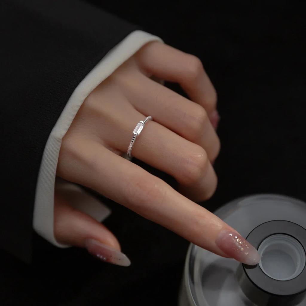 925 Sterling Silver Simple Square Crystal Rings For Women Men Vintage Jewelry Everything Party Gift