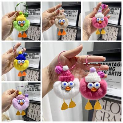 Korean INS Red Rex Rabbit Hair Ball Cute Elf School Bag Hanging Decoration Little Duck Car Keychain