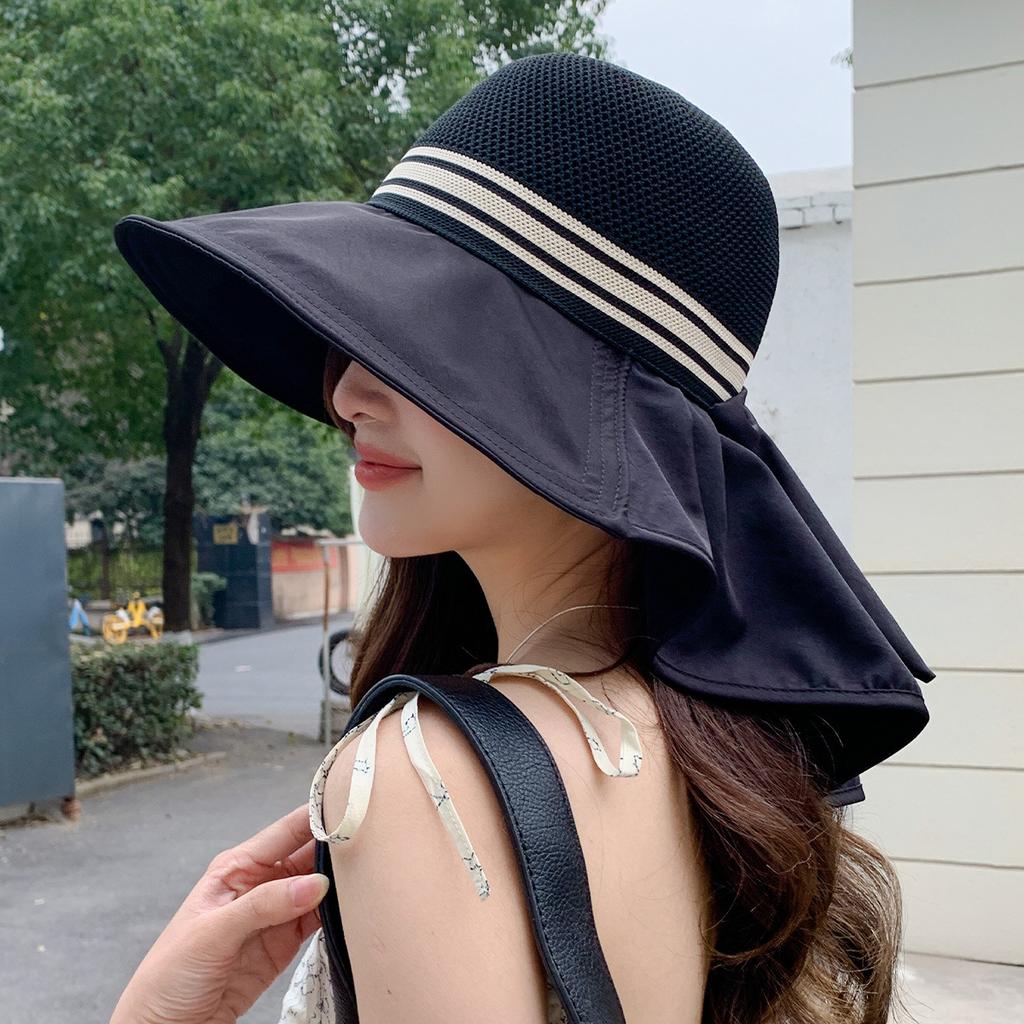 Sunscreen Hat Women's Summer New Oversized Shawl Sun Hat Large Brim Anti-ultraviolet Face Protection Neck Shows Small Face