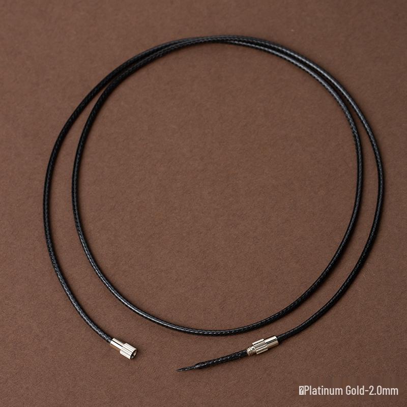 Black Waxed Leather Cord Jade Pendant Necklace for Men and Women