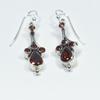 Vintage Garnet Dangle Earrings: Handmade Oxidized 925 Sterling Silver
