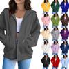 Women's Casual Fashion Solid Color Long Sleeved Zippered Hooded Sweatshirt