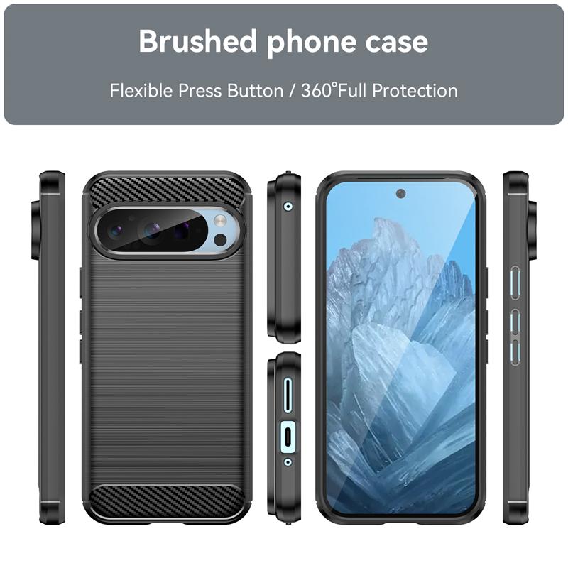 For Google Pixel 9 Pro XL Case Cover Google Pixel 9 Capas New Back Shockproof Soft TPU Carbon Fiber Fandas Pixel9 Pixel 9 Pro XL