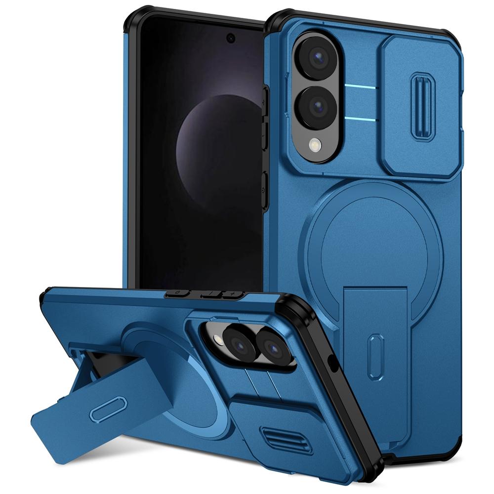 Luksusowe Magnetyczne Etui Armor dla Samsunga Galaxy S25 Edge S26 S24 S23 S22 Plus Ultra FE A15 A26 Pokrowiec ze stojakiem na obiektyw Ładowanie bezprzewodowe