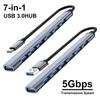 USB HUB Type C 3 0 USB-A Hub Splitter 7 Port USB3.0/2.0 With USB-C 5Gbps High Speed Data Transmission For PC Laptop Macbook