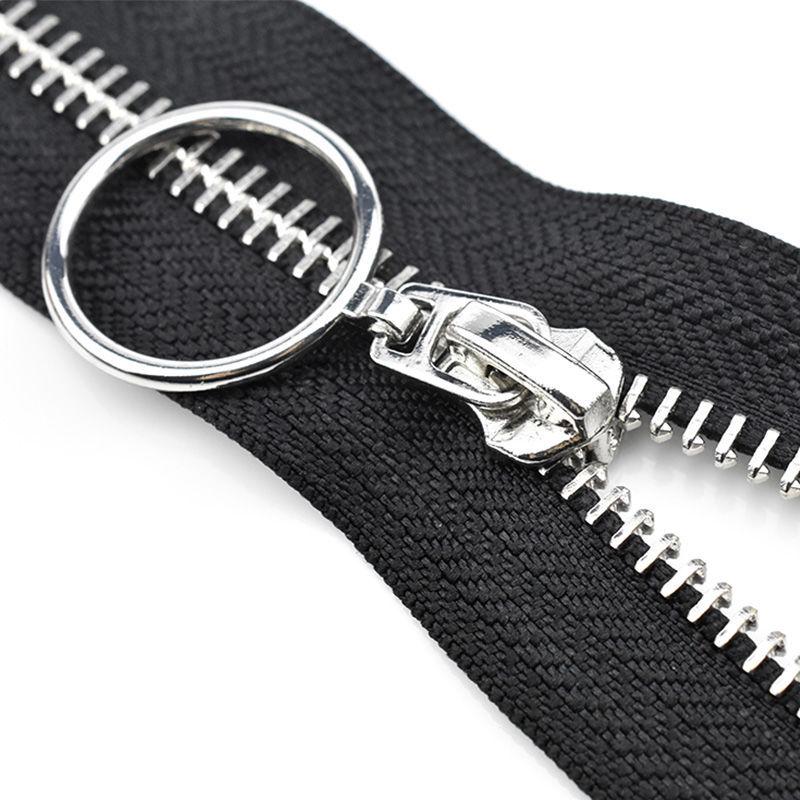 Platinum No. 5 Metal Zipper with Pull Tab & Round Ring for Jackets