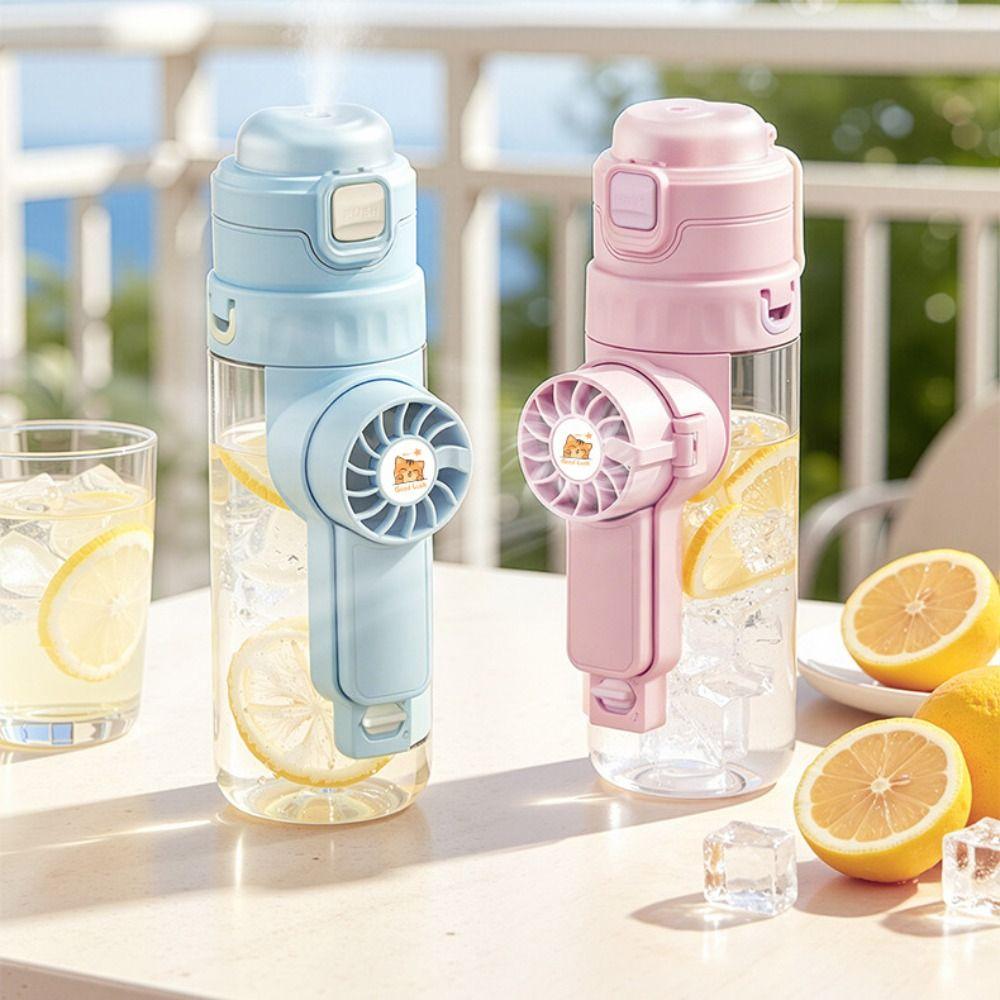 Detachable Fan Hydration Spray Fan Cup 610 ML Sports Drinking Bottle  Summer Hydration