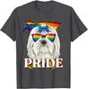 Maltese Dog Pride LGBTQ Rainbow Flag Sunglasses Graphic Tee Casual Cotton T-Shirt