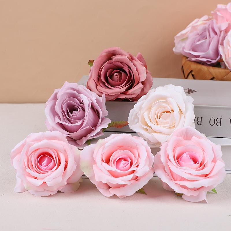5Pcs 10cm Rose Flower Heads Artificial Silk Flower For Wedding Birthday Party Home Garden Decoration DIY Scrapbook Gift Decor