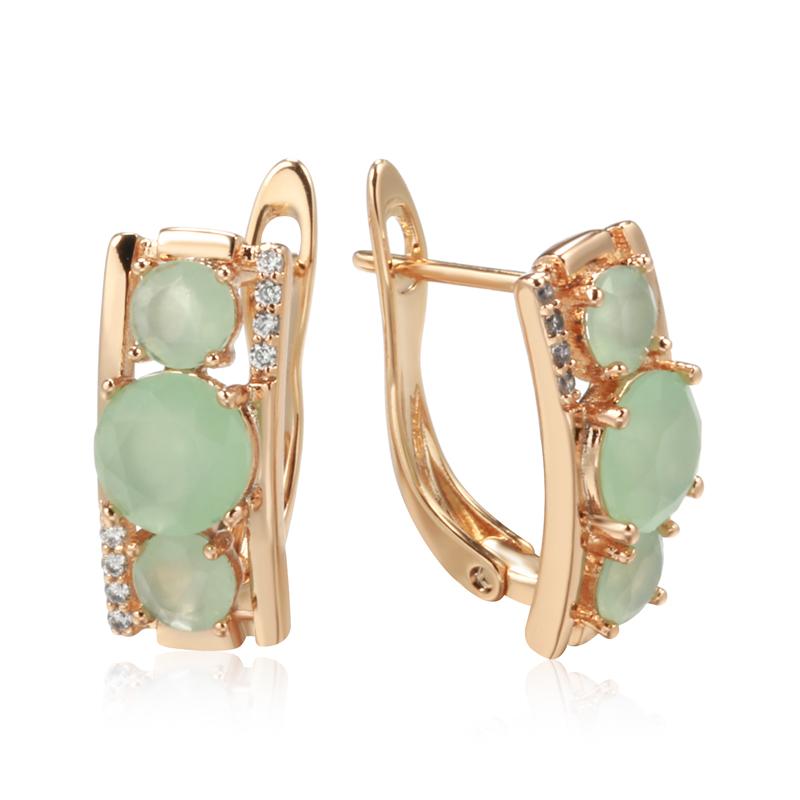 

Классические женские английские серьги Kinel с изумрудом и цирконом, ювелирные изделия цвета розового золота
