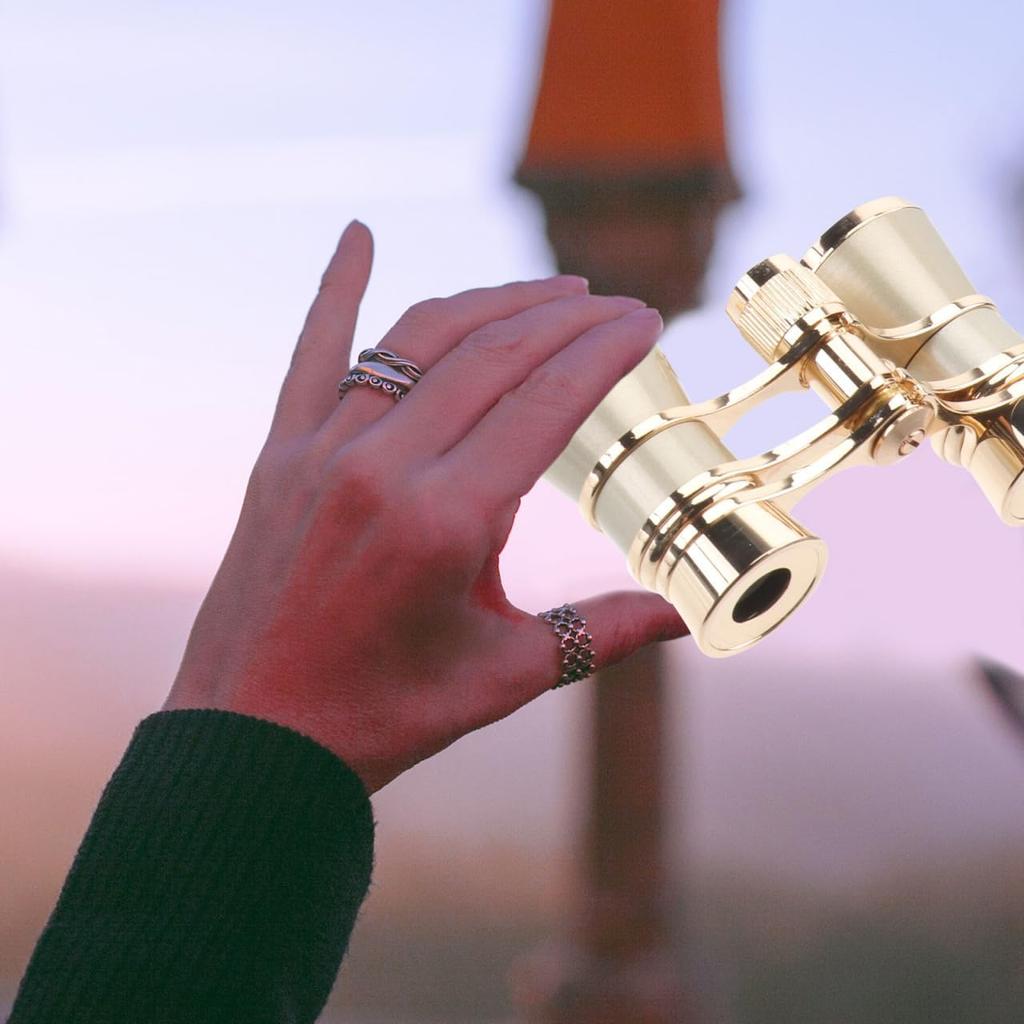 Opera Glasses Binoculars 3X25,Mini Binocular Compact Lightweight, Foldable BK7 Theater Glasses with Chain for Adults Kids Women in Musical Concert