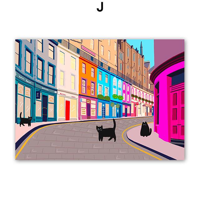 Santorini Rome Paris Cat Flower Summer Abstract Landscape Posters Prints Wall Art Canvas Painting Pictures For Living Room Decor