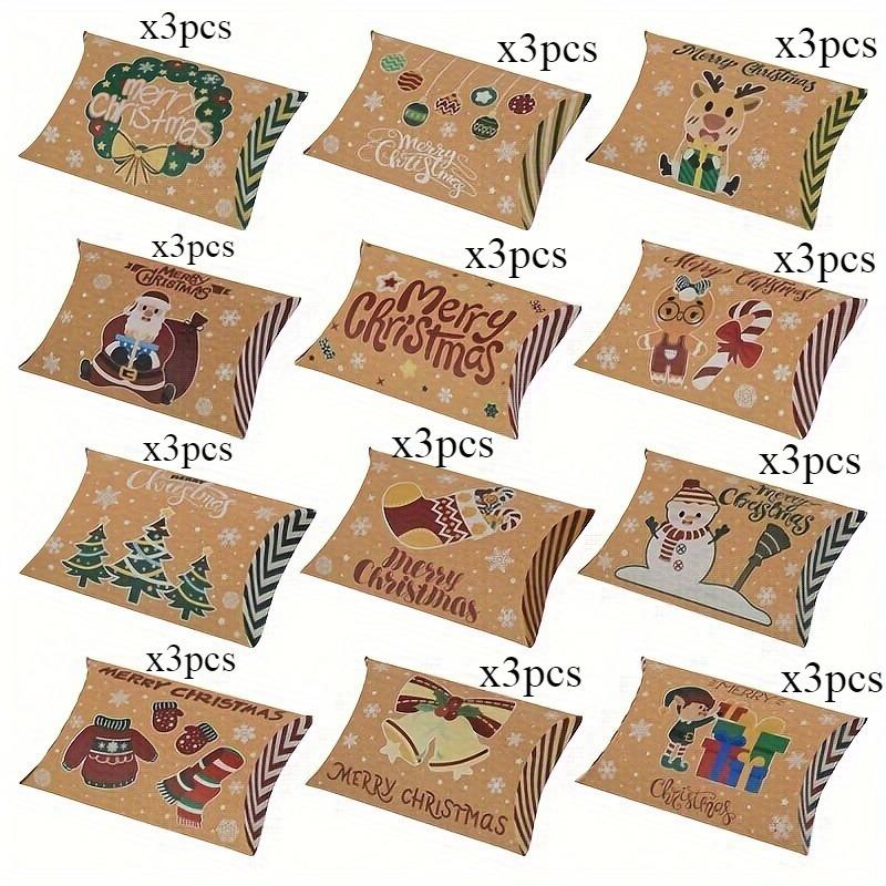 

36 шт. Рождественская крафт-бумага Рождественская коробка-подушка Свадебная коробка для конфет из бумаги 12 цветов Упаковочная коробка Коробка для конфет Коробка для украшения праздничной вечеринки Pack of 24