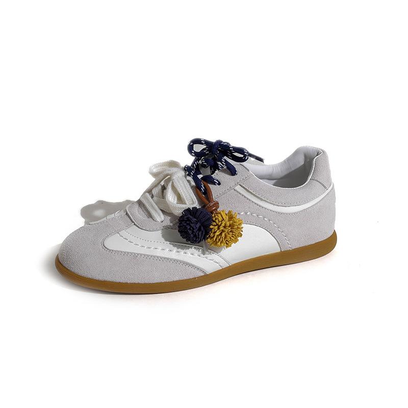 Skórzane buty treningowe z plamami dla kobiet, nowe, z ukrytym podwyższeniem, codzienne buty sportowe, wszechstronne, sznurowadła w kontrastującym kolorze szyszki, Forrest Gump sh