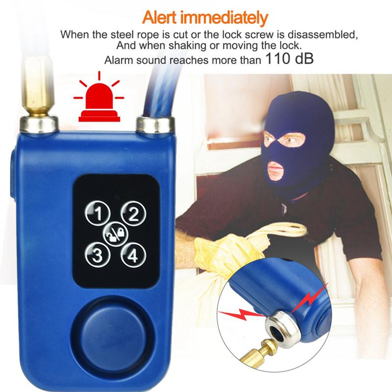 Alarm Lock Anti Theft Chain Lock Chain Lock Smart Alarm Lock Y787 Smart Alarm Lock AntiTheft Chain Lock for Bike Gate Blue