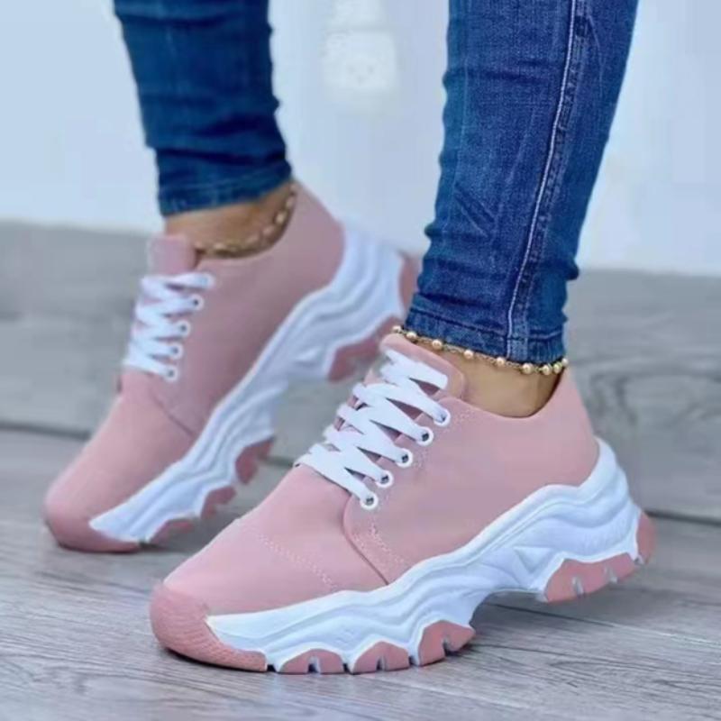 2024 New Canvas Sneaker Lace Up Fashion Wedge Leather Platform Vulcanized Shoes Casual Adult Tênis Feminino Pattern Running Shoe
