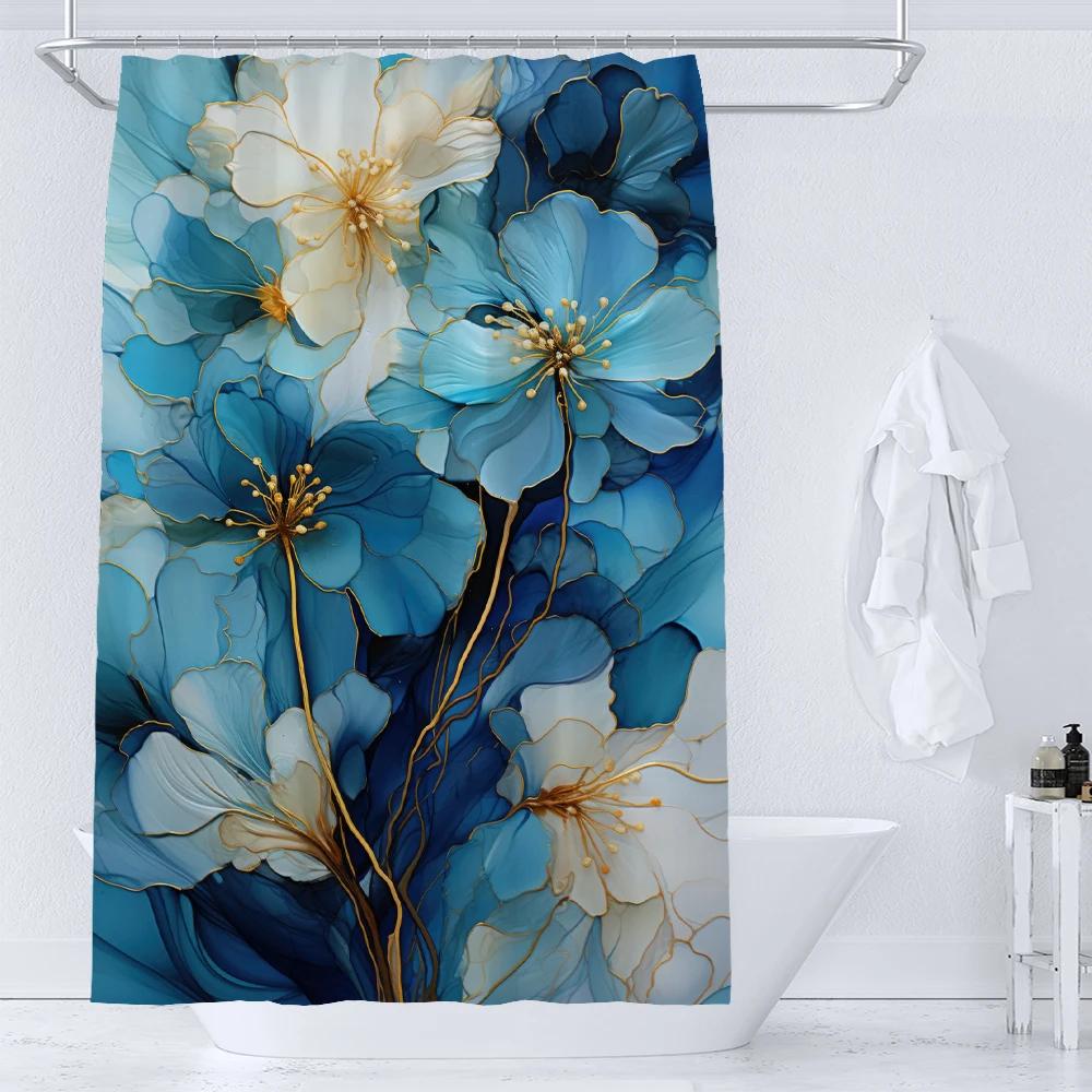 Kunst Aquarell Blumen Duschvorhang Druck Modern Nordisch Minimalistisch Polsterstoff Heimdekor Badezimmer Vorhänge mit Haken