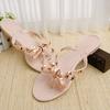 Summer Flat Rivet Jelly Flip Flop With Crystal Accents And Bowknot Detail For Women