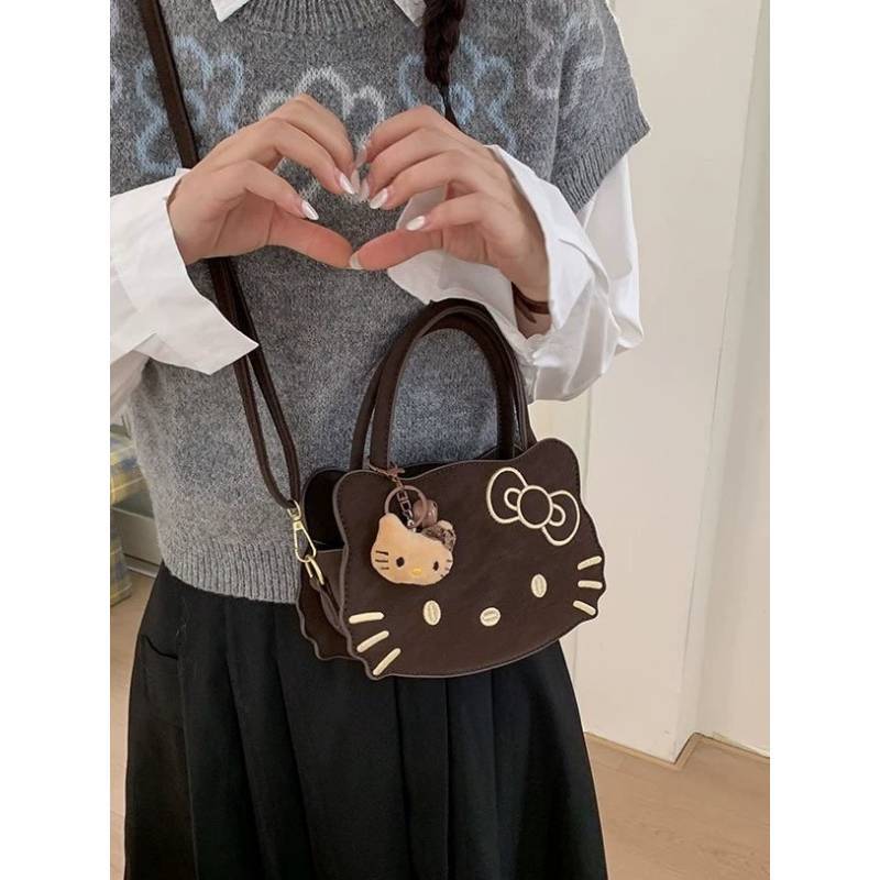 Cartoon Cat Shoulder Bag For Women And Men With Pu Material And Storage Space