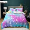 Rainbow Duvet Cover Set Queen King Size Sparkling Starry Sky Rainbow Bedding Set For Kids Teens Girls Microfiber Quilt Cover
