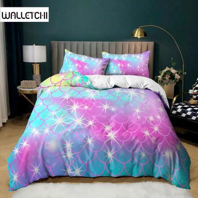 Regenbogen Bettbezug Set Queen King Size Funkelnder Sternenhimmel Regenbogen Bettwäsche Set Für Kinder Jugendliche Mädchen Mikrofaser Steppdeckenbezug