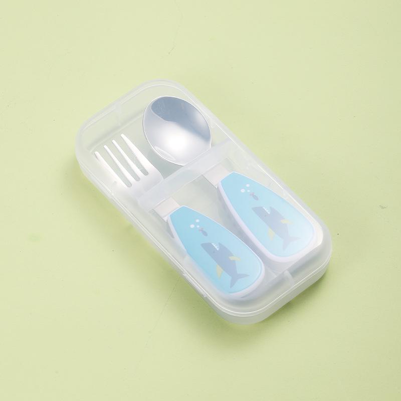 304 Stainless Steel Kids' Cartoon Cutlery Set - Short Handle Spoon & Fork for Baby Training