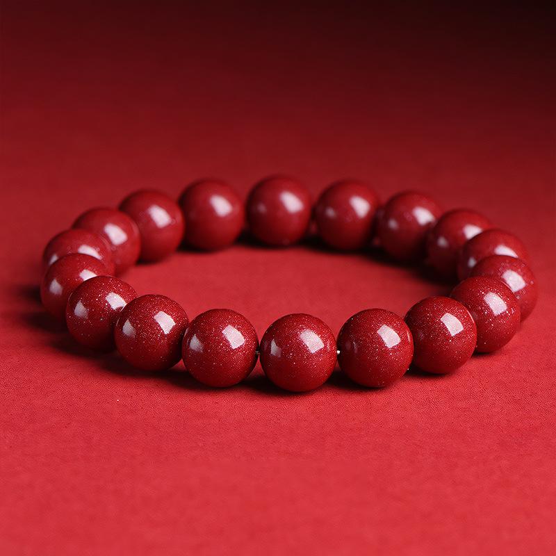 Red Cinnabar Single-Loop Bracelet - Men's & Women's Year-Of-The-Ox Purple Gold Sand Jewelry Accessory