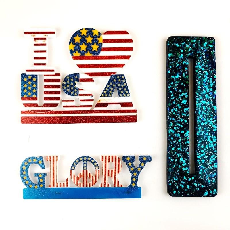 Love Flag Decoration Epoxy Mold Diy American Independence Day Desktop Ornaments Silicone Mold Resin Crafts for Gifts