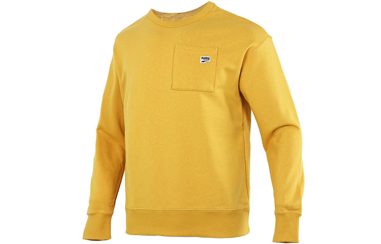 PUMA Sweatshirts Men s Yellow Crew Neck Moderate Regular 533036-37 L