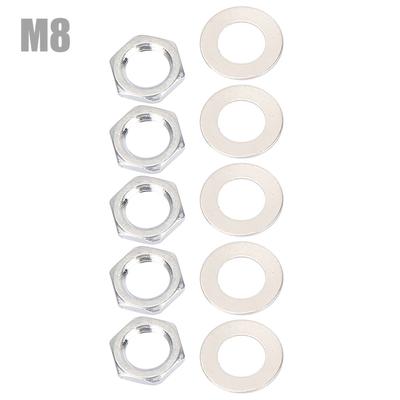 5 Pcs Metal Electric Guitar and Bass Jack Socket Replacement Nuts with Washers Set(M8)