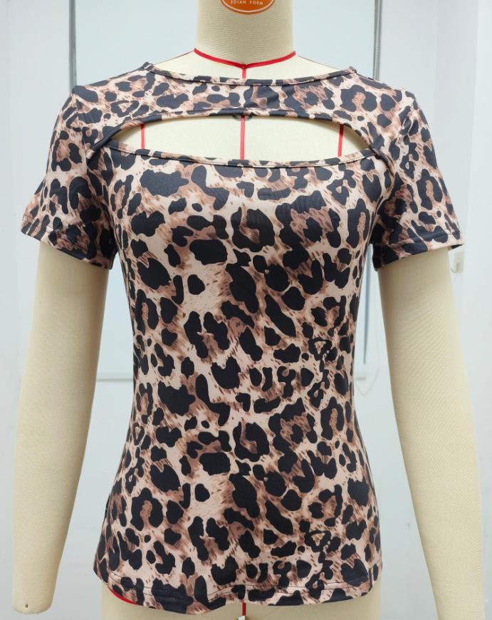 2026 Women's Summer Fashion: Casual Leopard Print Round Neck Short Sleeve T-shirt