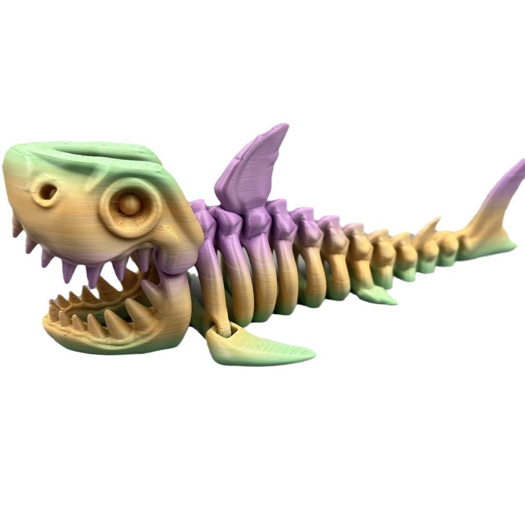 Non-Toxic 3D Printing Shark Model Jointed Full Movable Birthday Gift Realistic Animals Decorative Desktop Ornament Movable 17.5Cm Shark