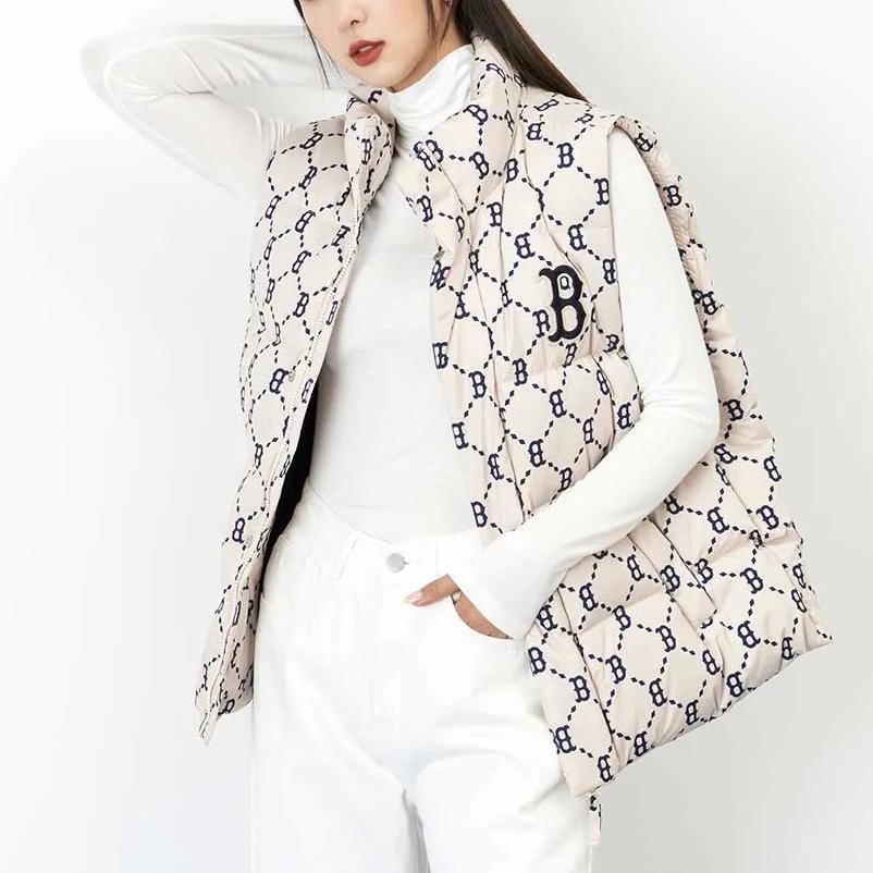 New MLB New York Yankees Old Flower Down Vest Unisex Light Beige 3ADVM2026-43BGL