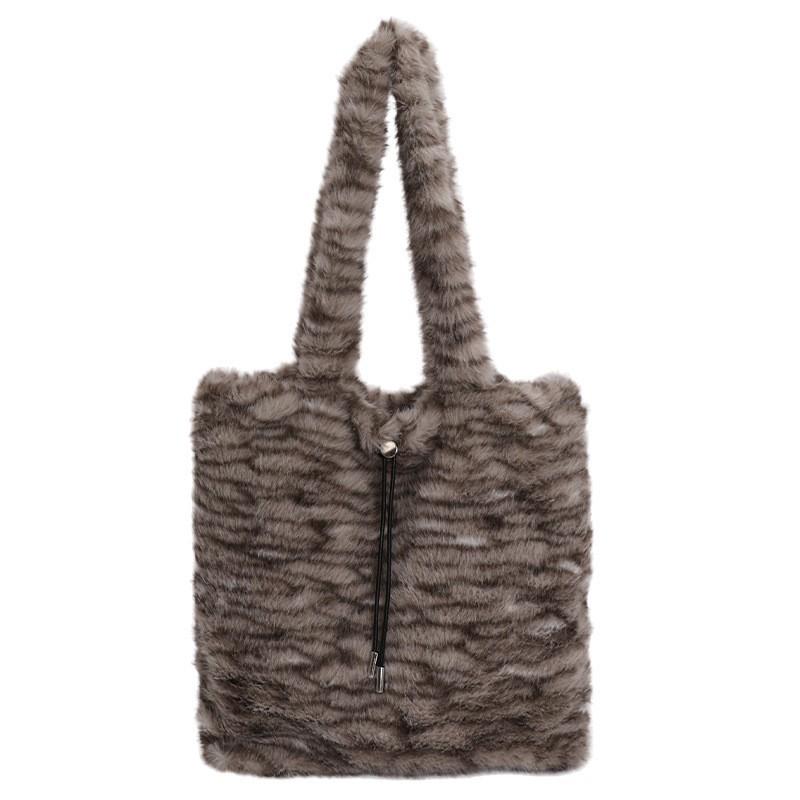 Sac Moelleux Grande Capacité Femme 2025 Nouveau Décontracté Peluche Douce Épaule Sac Fourre-tout Portable