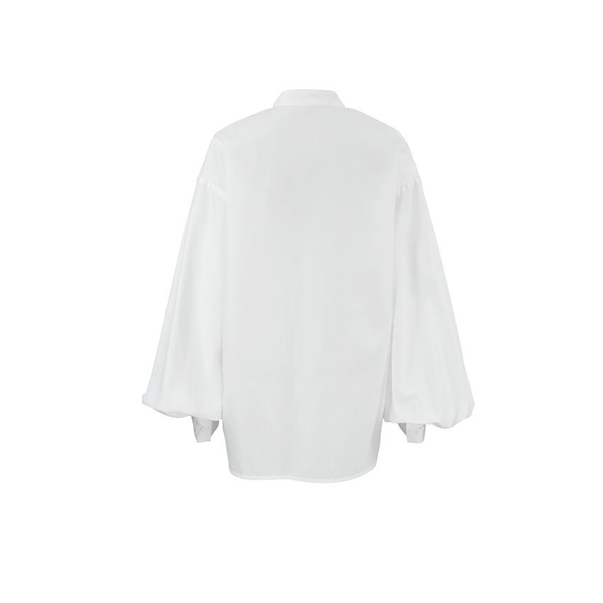 Spring European and American neutral minimalist style wildberries sexy lapel lantern sleeve cardigan shirt women's clothing