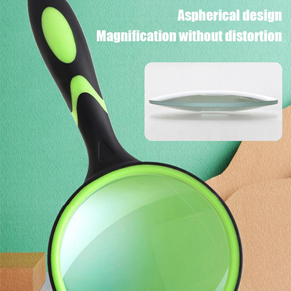 Round Silicone Handheld 10x High-definition Magnifying Glass For Elderly And Children Observation Reading Identification Tool