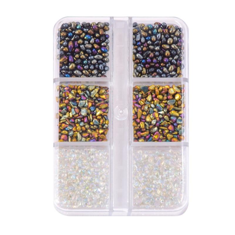 6-Grid Soft Pottery Rhinestone Boxed DIY Cobblestone Suit Nail Nail Jewelry Mixed