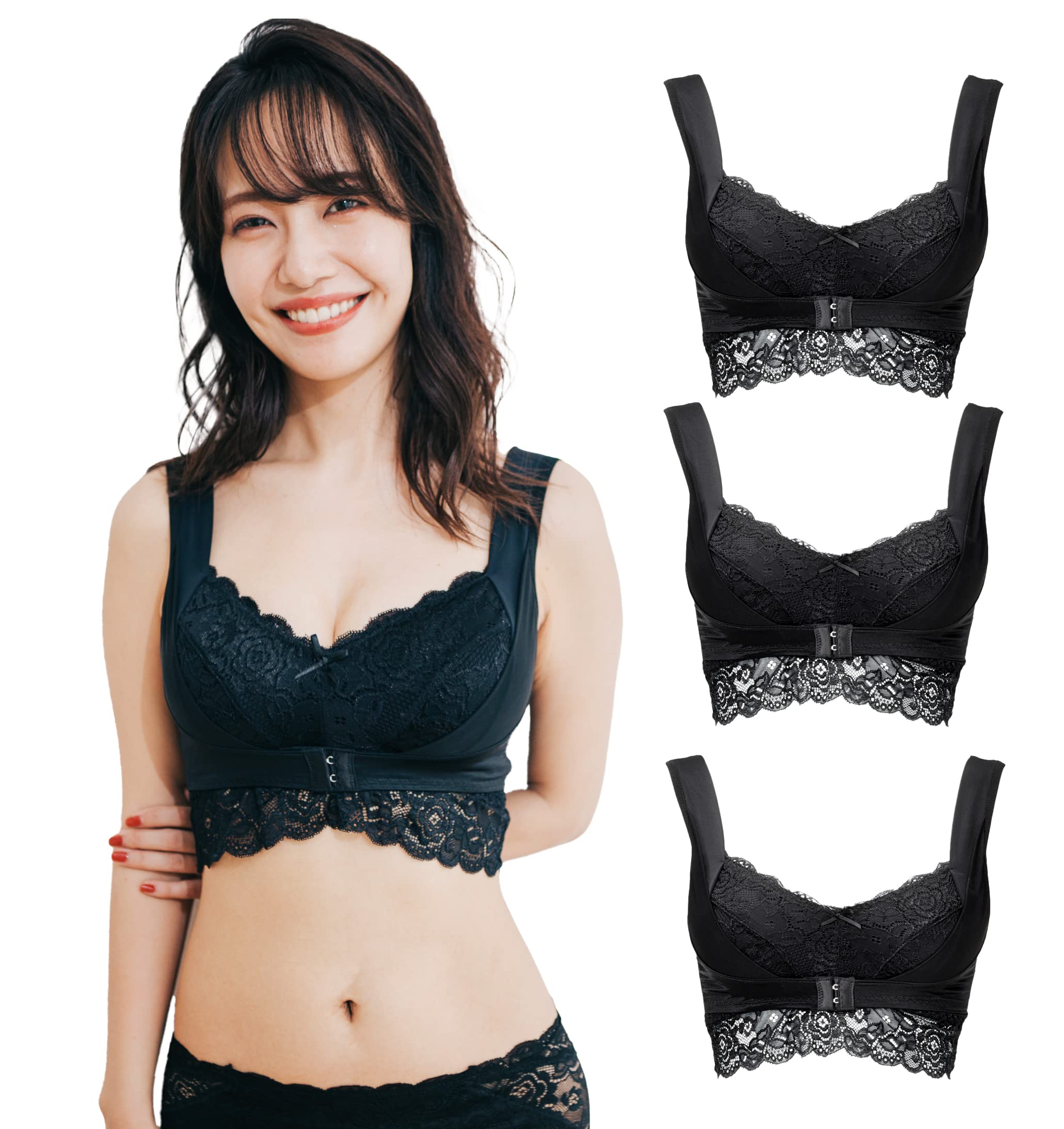 

Angellir Пушистая Комната Черный Бюстгальтер, (M-L), 3-Pack чёрный