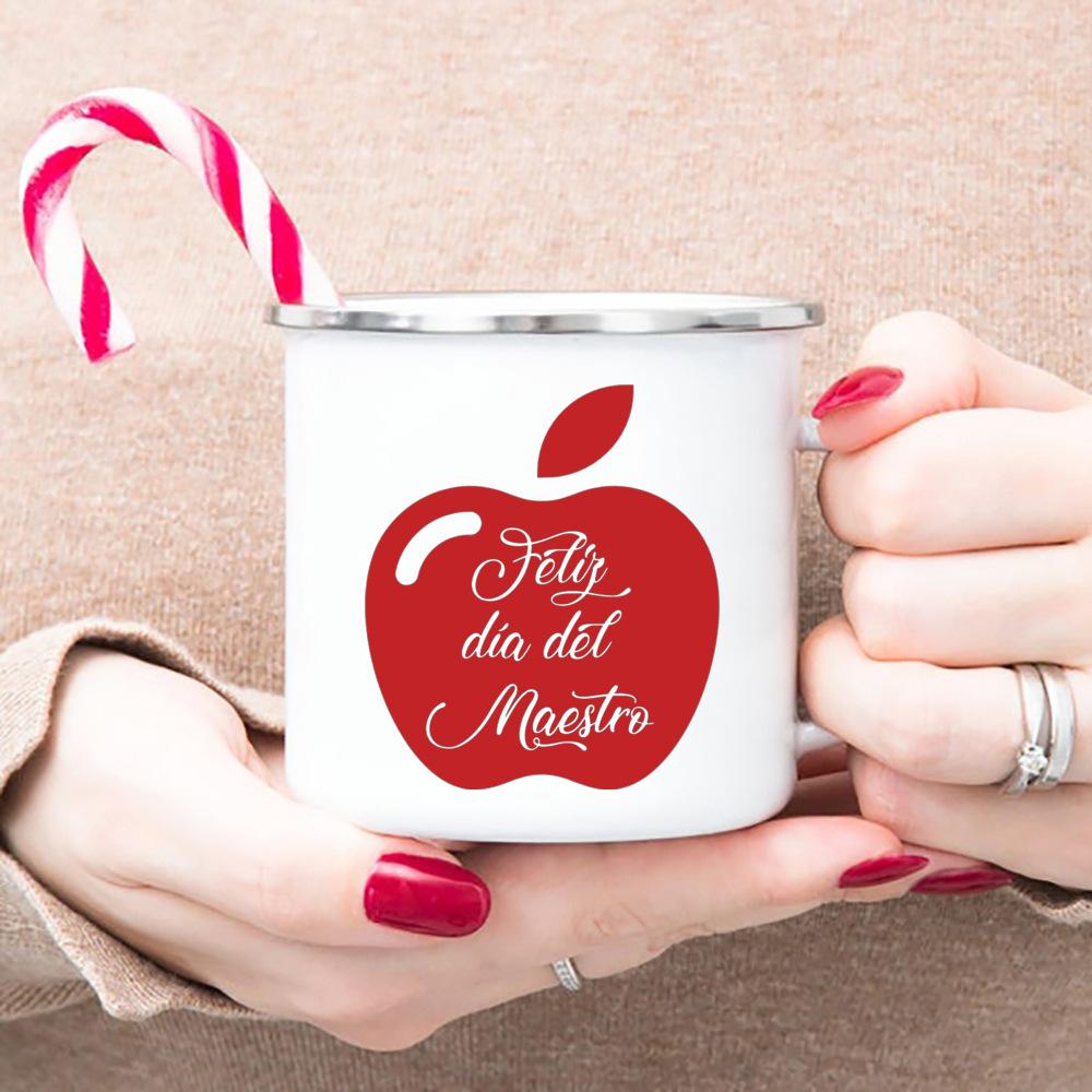 Happy Teachers' Day Best Original and Fun Teachers' Day Gifts Cup Drink Water Coffee Tea Mug White Enamel Printing Handled Cup