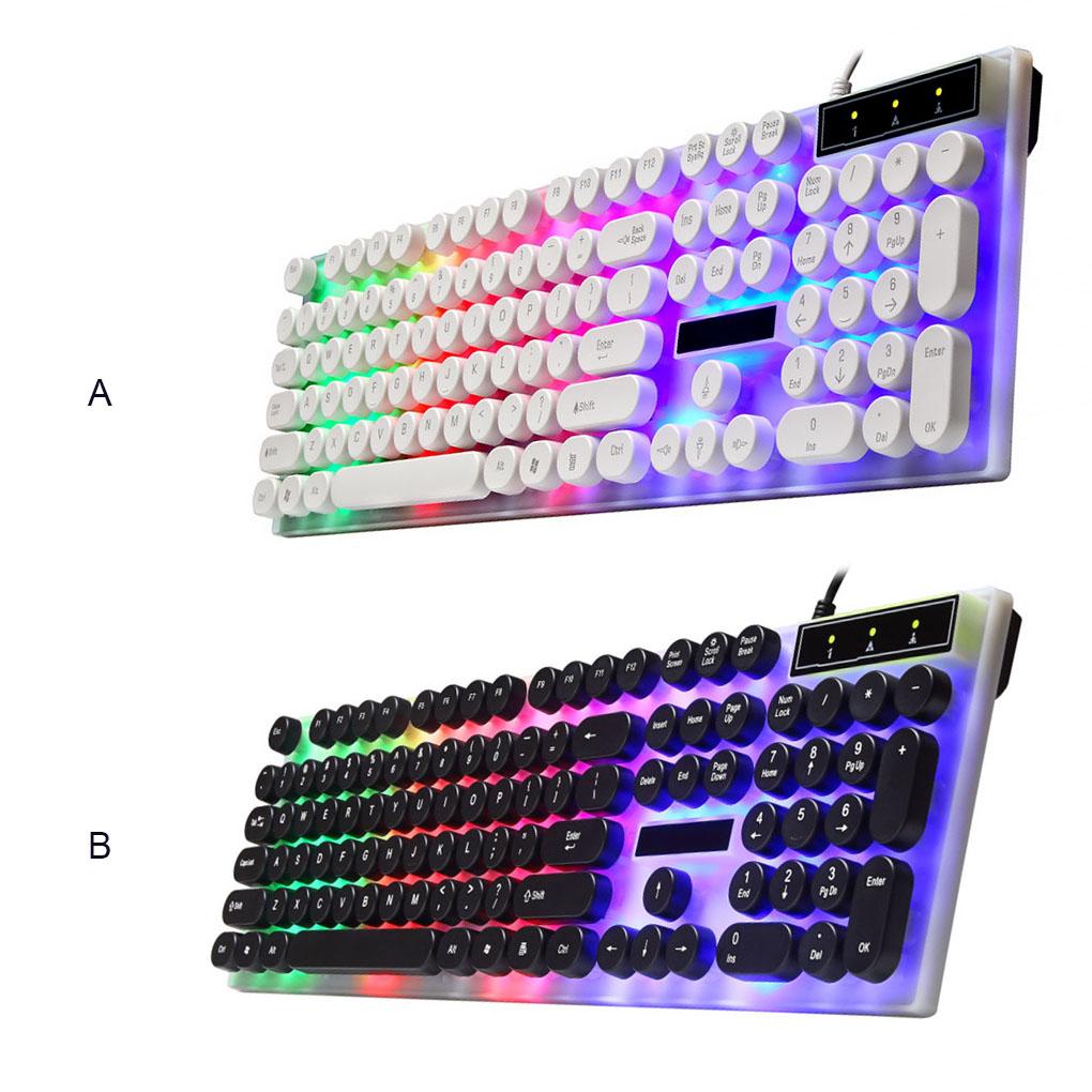 Gaming Keyboard Wired Backlight Computer Laptop Keyboard with Round Keycap for Office Home