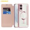 For Samsung Galaxy S25 Edge Case Compatible with MagSafe RFID Blocking Card Holder Leather Phone Cover