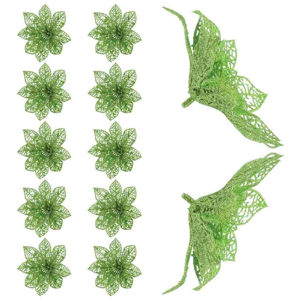 12 st Konstgjord Julgran Blomma Blixt Ihålig Ornament Prydnad