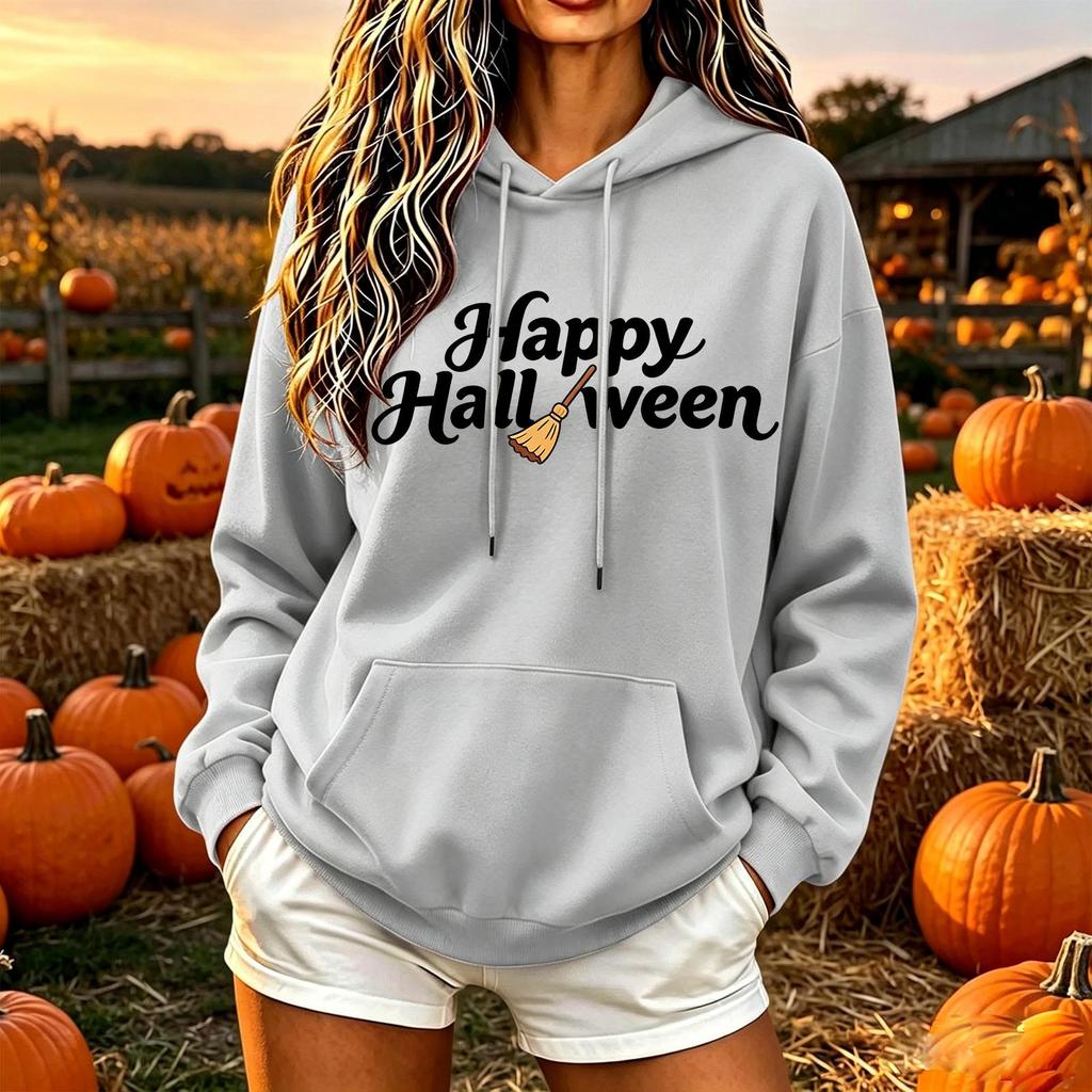 Women's Color Loose Fit Hoodie Sweatshirt Casual Top for Halloween