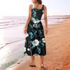 Dámské Léto Jaro Ležérní Květinové Sundress Bez rukávů Plážová Dovolená Splývavé Boho Tank Midi Šaty