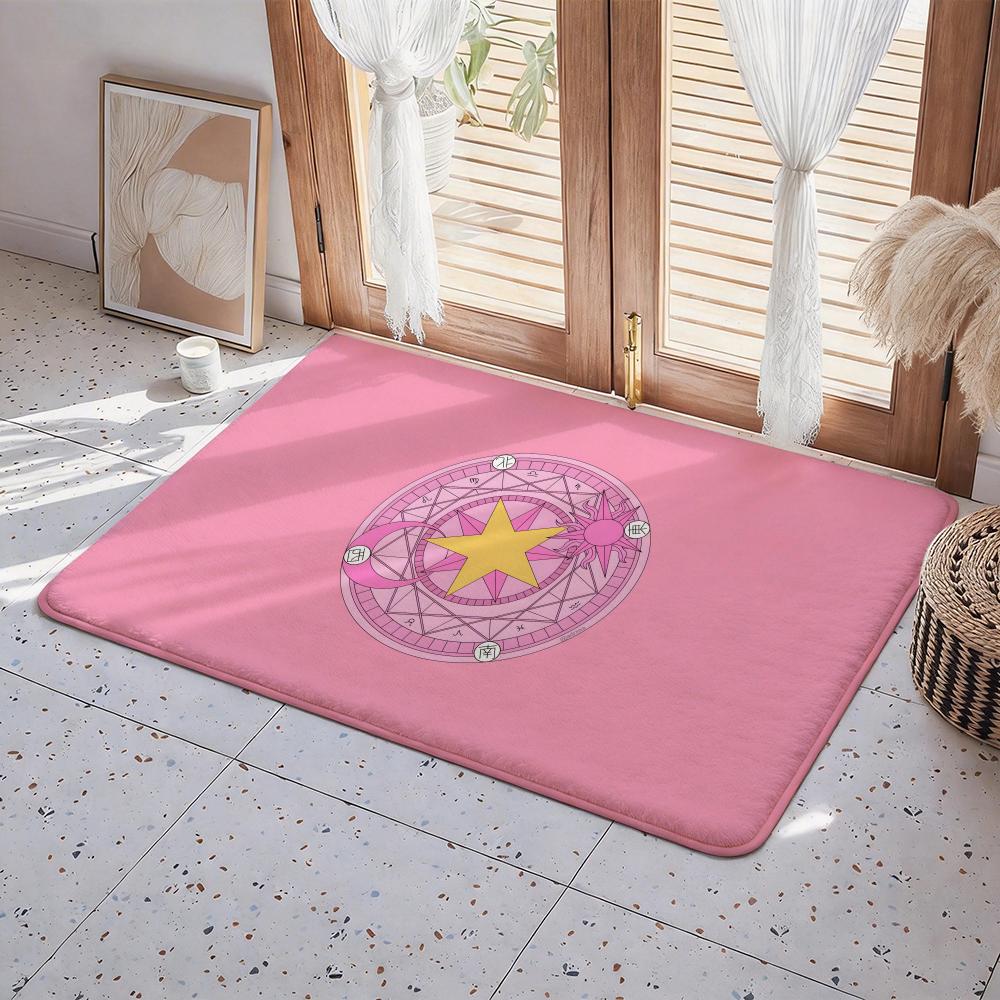 C Cardcaptor S Sakura Cartoon Floor Mat Eco Flannel Doormat Non Slip Odorless Indoor Floor Rug Soft Short Plush Home Mat