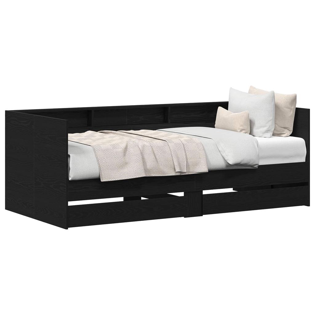 Daybed In Black Oak Finish 75 X 190 Cm Engineered Wood