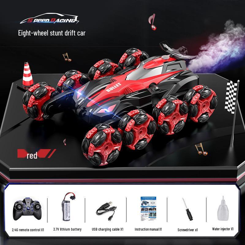 Rechargeable Eight-Wheeled Stunt RC Car with Gesture Control, Drift Spray, and Climbing Rotation for Kids