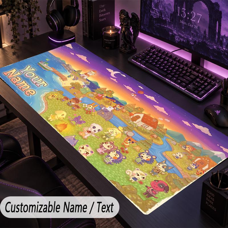 Custom Text Big Mousepad, Extended Desk Pad For Laptop Work GameAnimal Crossing